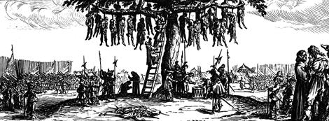 Jacques Callot, Die Schrecken des Krieges: Der Galgenbaum, Paris 1633.